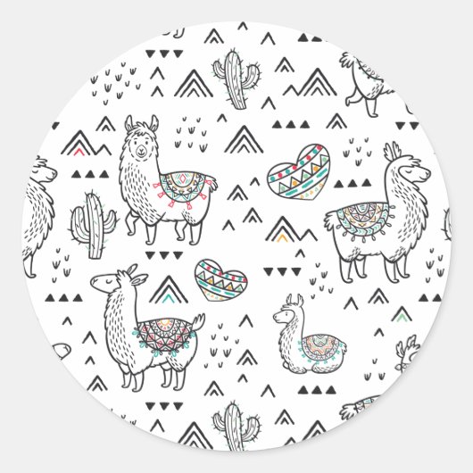 ラマママステッカー ラウンドシール (正面)