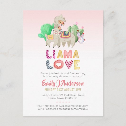 ラマママベビーフィエスタカクティーおもしろいモダンガールボーイ ポストカード (正面)