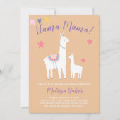 ラマママベビーラマピーチパープルベビーシャワー 招待状 (正面)