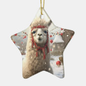 ラマメリークリスマスオーナメント、ペットラバーギフト セラミックオーナメント (左)