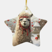 ラマメリークリスマスオーナメント、ペットラバーギフト セラミックオーナメント (裏面)