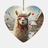 ラマメリークリスマスオーナメント、ペットラバーギフト セラミックオーナメント (裏面)