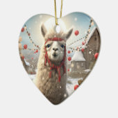 ラマメリークリスマスオーナメント、ペットラバーギフト セラミックオーナメント (左)