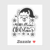 ラマメリークリスマス白黒マンガホリデーズ シール (シート)