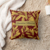 ラマモダンダンムバラク金ゴールドフローラプラントリーフ クッション (ブランケット)