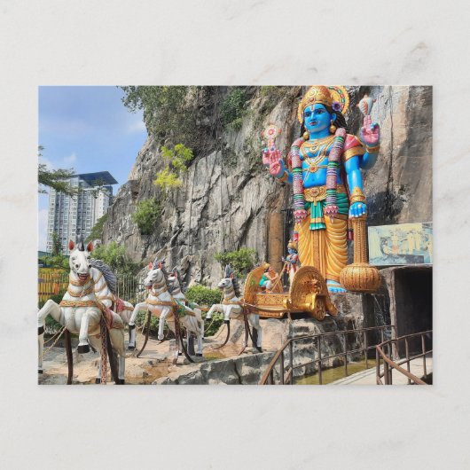 ラマヤナ洞窟のヒンドゥー教の彫像と馬車 ポストカード (正面)