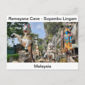 ラマヤナ洞窟の馬車に乗ったヒンドゥー教の彫像 ポストカード (正面)