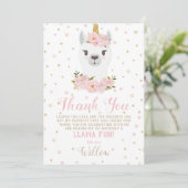 ラマユニコーンハートフルサンクスカード・ほんのり桜色の花の女の子 招待状 (スタンド正面)