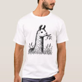 ラマユニセックスアルパカグラスシルエット輪郭 Tシャツ (正面)