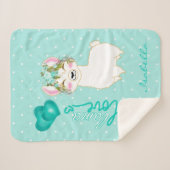 ラマラブインティール(緑がかった色)フローラデザイン シェルパブランケット (正面(横))