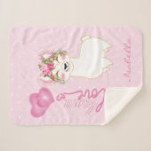 ラマラブインピンクフローラデザイン シェルパブランケット (正面(横))