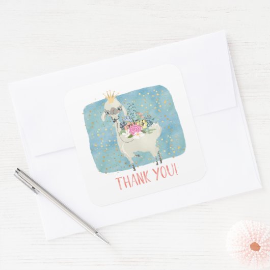 ラマラブサンキューキュートカワイルガールズ誕生日 スクエアシール (封筒)