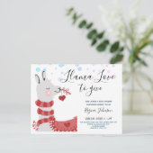 ラマラブバレンタイン赤ちゃんシャワーガール インビテーションポストカード (スタンド正面)