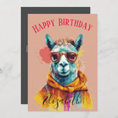 ラマラブ&笑いハッピーバースデー名 シーズンカード (正面/裏面)