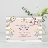 ラマラマの女の子の誕生日パーティー招待状 招待状 (スタンド正面)