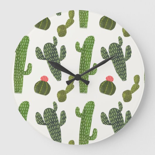ラマラマコレクション |かわいいサボテン ラージ壁時計 (正面)