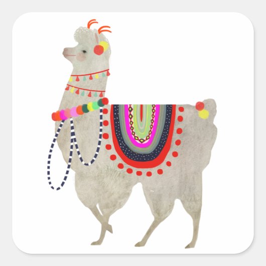 ラマラマコレクション |かわいいラマス スクエアシール (正面)