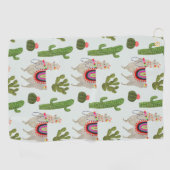 ラマラマコレクション |サボテンとラマ模様 ゴルフタオル (横)