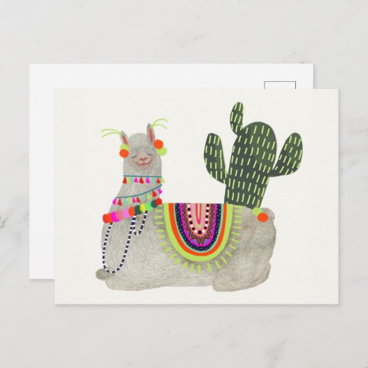 ラマラマコレクション |笑顔のラマ ポストカード (正面/裏面)