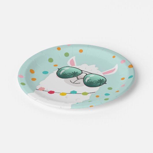 ラマラマ紙プレートメキシコフィエスタアルパカパーティー ペーパープレート (アングル)