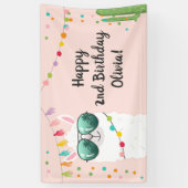 ラマラマ誕生日パーティー背景バナーアルパカ 横断幕 (縦)