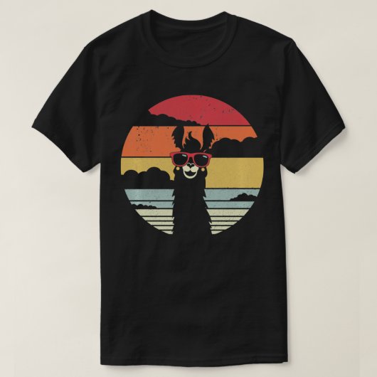 ラマレトロスタイルアルパカ Tシャツ (デザイン正面)