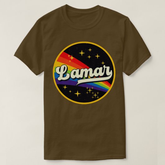 ラマーレインボーイン宇宙ヴィンテージスタイル Tシャツ (デザイン正面)