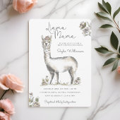 ラマ乳房の水彩ラマのスケッチ赤ちゃんシャワー 招待状