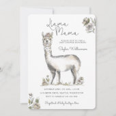 ラマ乳房の水彩ラマのスケッチ赤ちゃんシャワー 招待状 (正面)
