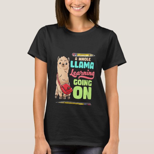 ラマ全体が学巻き起こおもしろいす Tシャツ (正面)