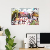 ラマ写真ペルーヴィレッジ ポスター (ホームオフィス)