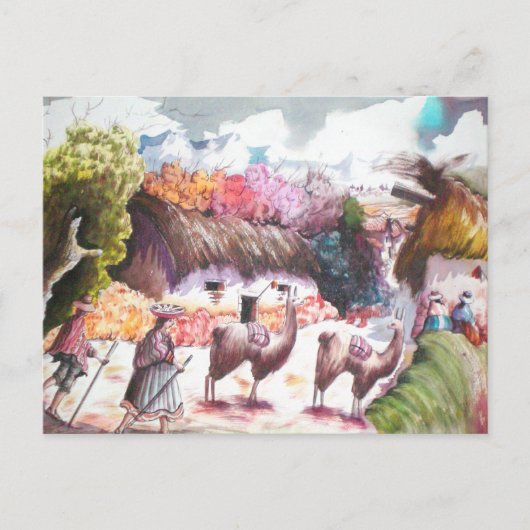 ラマ写真ペルーヴィレッジ ポストカード (正面)