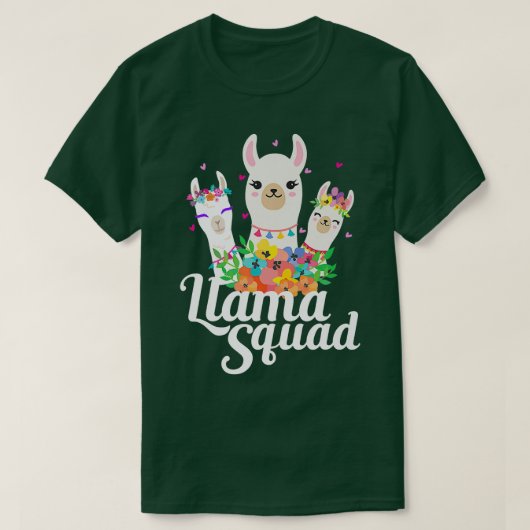 ラマ分隊かわいいラマおもしろいマッチング Tシャツ (デザイン正面)
