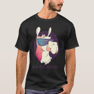 ラマ分隊アルパカッコいいカラマとサングラスアニメーション Tシャツ