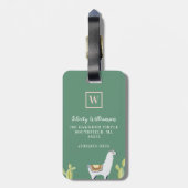 ラマ及びサボテンパターンピンク及び緑のモノグラム ラゲッジタグ (裏面縦)