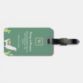 ラマ及びサボテンパターンピンク及び緑のモノグラム ラゲッジタグ (裏面横)