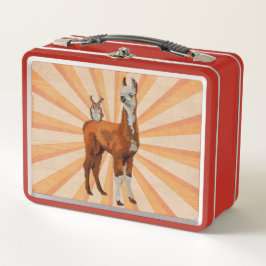 ラマ及び枝角のフクロウ メタルランチボックス