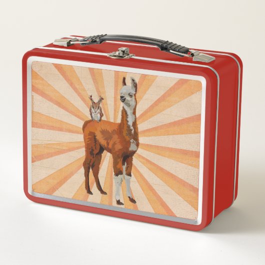 ラマ及び枝角のフクロウ メタルランチボックス (正面)