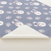 ラマ及び花模様 シェルパブランケット (3/4)