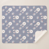 ラマ及び花模様 シェルパブランケット (正面(横))