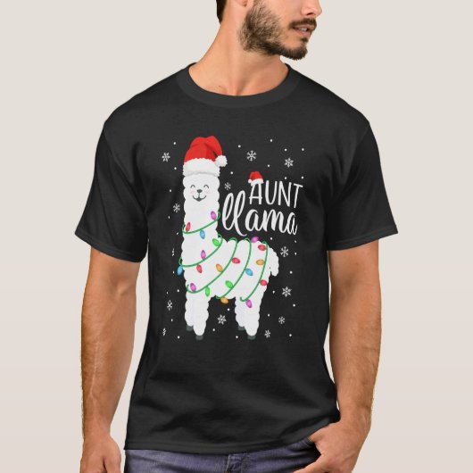 ラマ叔母おもしろいクリスマスラマ叔母アルパカサンタ Tシャツ (正面)