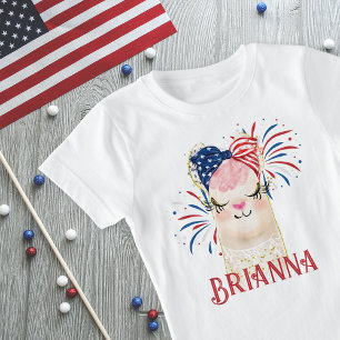 ラマ国旗のヘアタイと花火パーソナライズされた Tシャツ