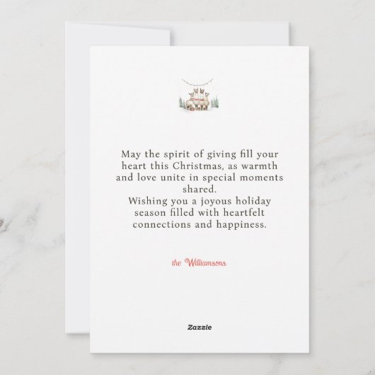 ラマ家族4クリスマスホリデーカード シーズンカード (裏面)