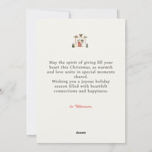 ラマ家族5クリスマスホリデーカード シーズンカード (裏面)