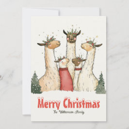 ラマ家族5クリスマスホリデーカード シーズンカード