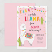 ラマ州全体のおもしろい誕生日の招待アルペースフィエスタ 招待状 (正面/裏面)