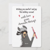 ラマ忍者のクロシェ掛けフッククリスマスハット シーズンカード (裏面)