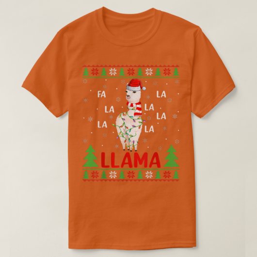 ラマ恋人クリスマスライト醜いファラララマキリスト Tシャツ (デザイン正面)