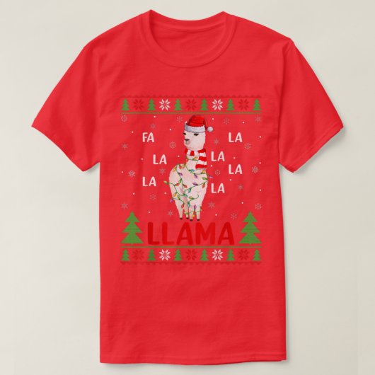 ラマ恋人クリスマスライト醜いファラララマキリスト Tシャツ (デザイン正面)