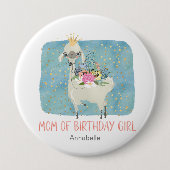 ラマ愛の水の色かわいいママの誕生日女の子 缶バッジ (正面)
